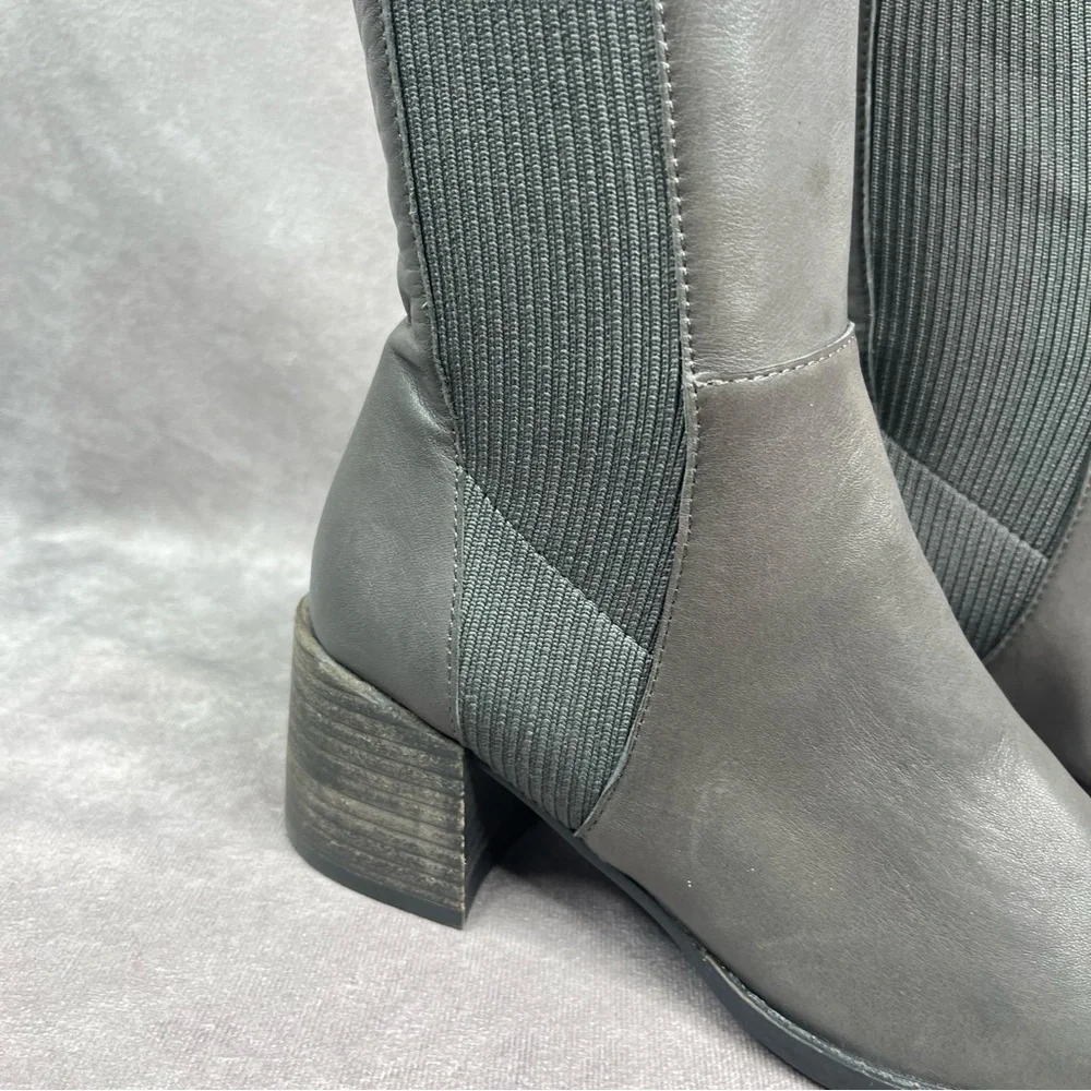 Eileen Fisher Destry Leather Knee Boots‎ In Graphite Gray Women's Size 5